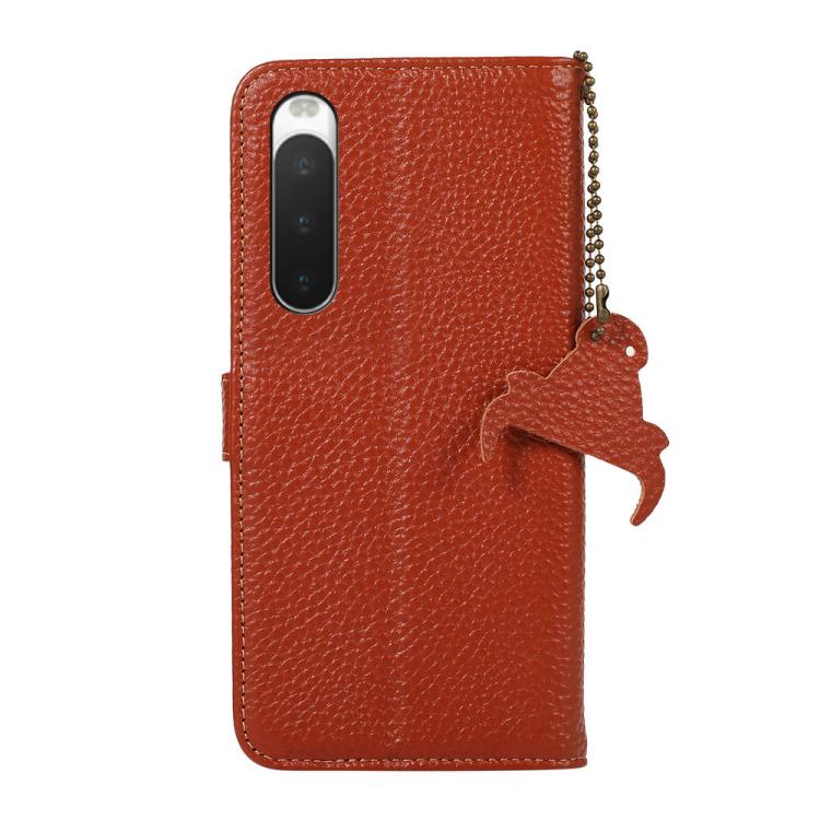 For Sony Xperia 10 IV Genuine Leather Litchi Texture RFID Leather Phone Case