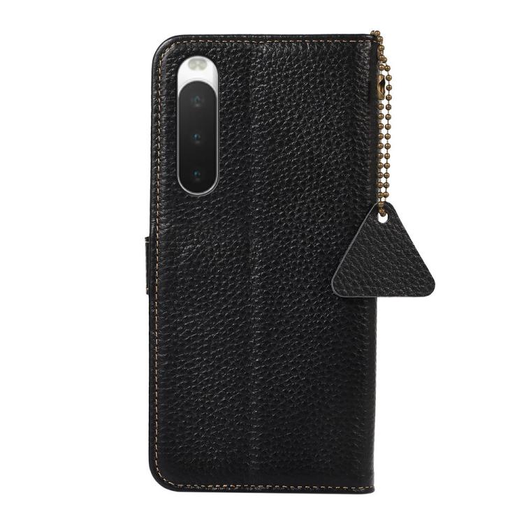 For Sony Xperia 10 IV Genuine Leather Litchi Texture RFID Leather Phone Case