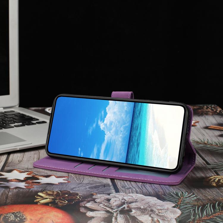 For Samsung Galaxy M36 5G Moonlit Butterfly Dance Pattern Embossed Leather Phone Case
