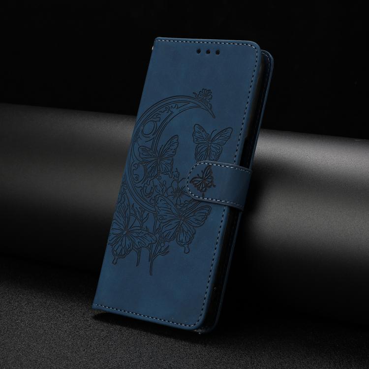 For Samsung Galaxy M36 5G Moonlit Butterfly Dance Pattern Embossed Leather Phone Case