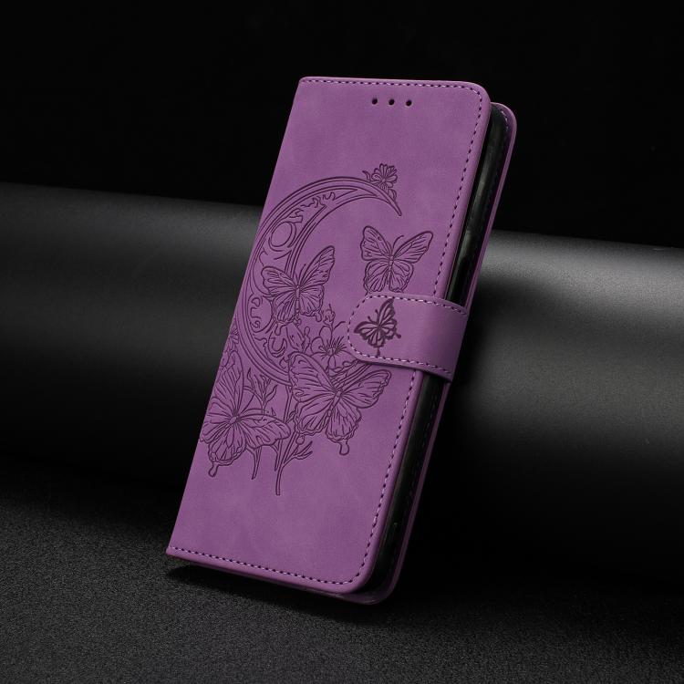 For Motorola Moto G56 5G Moonlit Butterfly Dance Pattern Embossed Leather Phone Case