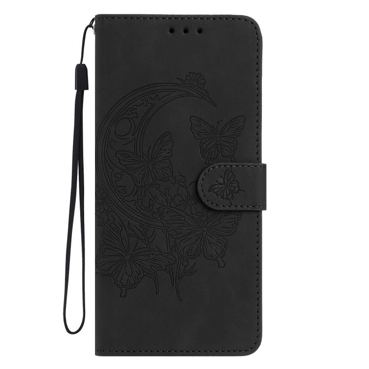 For Samsung Galaxy S25 FE 5G Moonlit Butterfly Dance Pattern Embossed Leather Phone Case