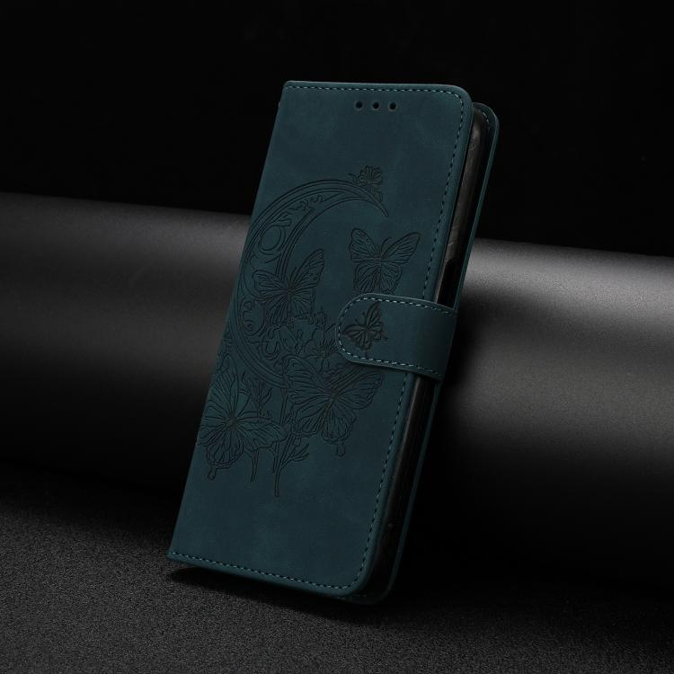 For Samsung Galaxy S26 Edge 5G Moonlit Butterfly Dance Pattern Embossed Leather Phone Case