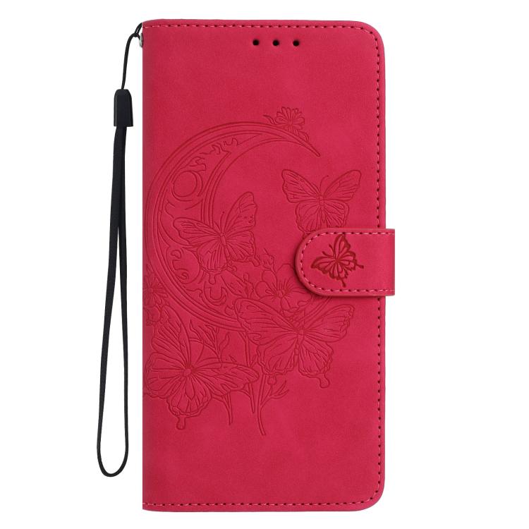 For Samsung Galaxy S26 Edge 5G Moonlit Butterfly Dance Pattern Embossed Leather Phone Case