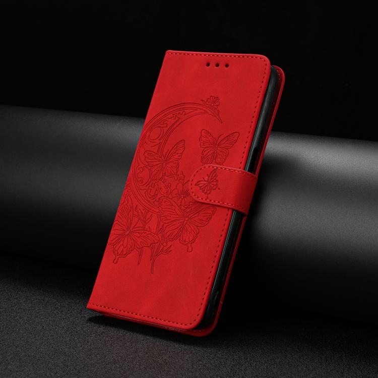 For Samsung Galaxy S26 5G Moonlit Butterfly Dance Pattern Embossed Leather Phone Case