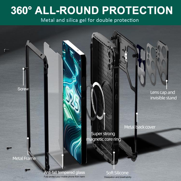 For Samsung Galaxy S25 Ultra 5G Shockproof Life Waterproof Dustproof Metal MagSafe Phone Case