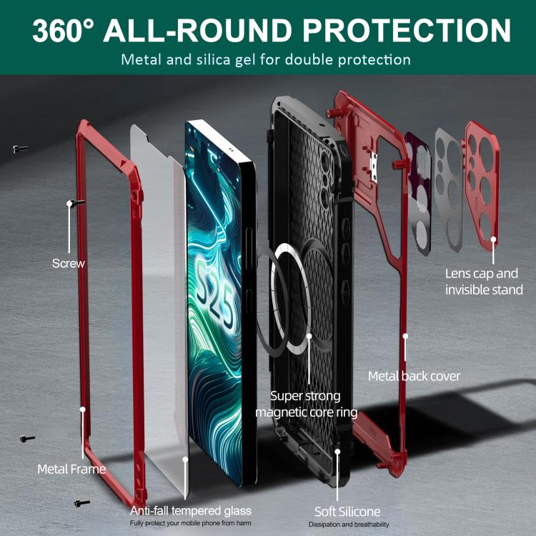 For Samsung Galaxy S25 Ultra 5G Shockproof Life Waterproof Dustproof Metal MagSafe Phone Case