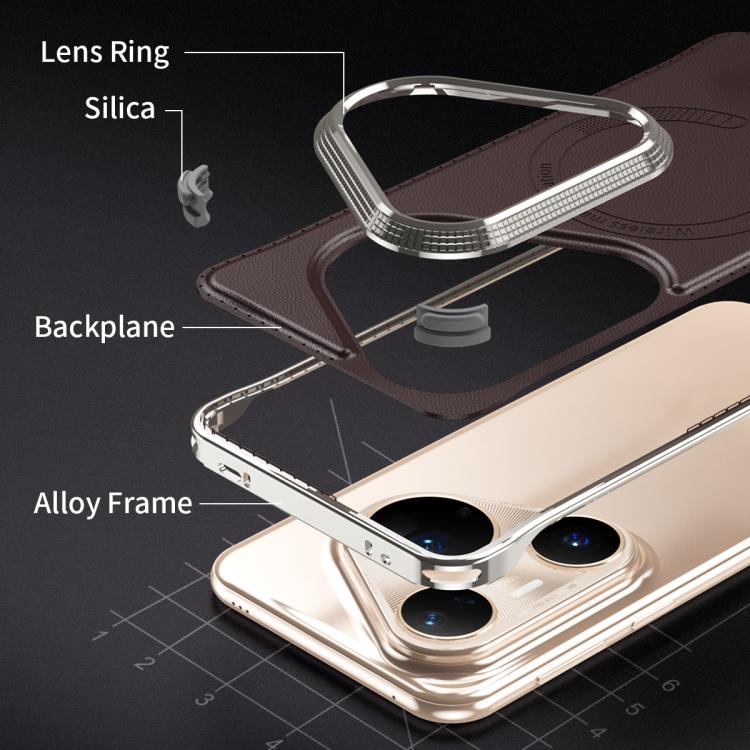For Huawei Pura 80 5G J TRIBE Metal Frameless Plain Leather MagSafe Phone Case