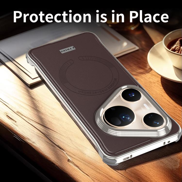 For Huawei Pura 80 Ultra 5G J TRIBE Metal Frameless Plain Leather MagSafe Phone Case