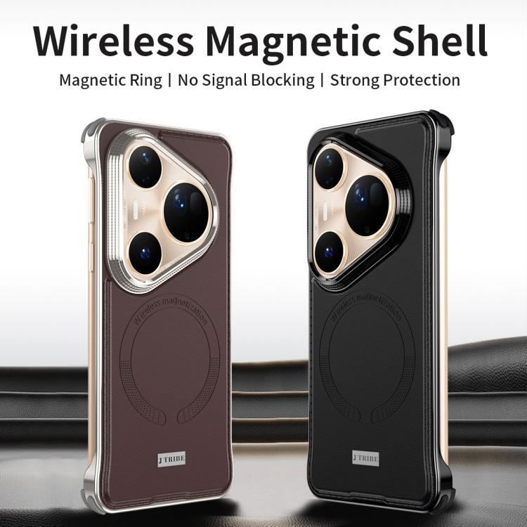 For Huawei Pura 80 Ultra 5G J TRIBE Metal Frameless Plain Leather MagSafe Phone Case