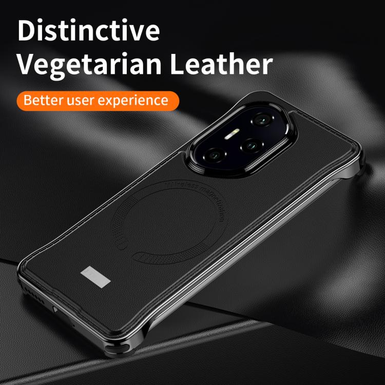 For Honor 300 J TRIBE Metal Frameless Plain Leather MagSafe Phone Case