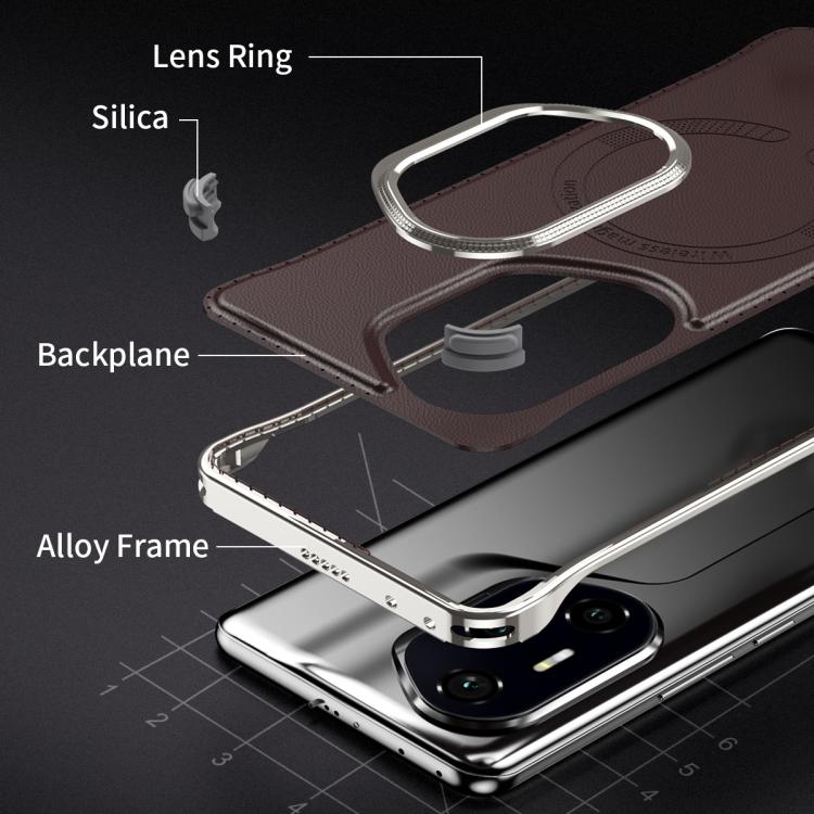 For Honor 300 Pro J TRIBE Metal Frameless Plain Leather MagSafe Phone Case