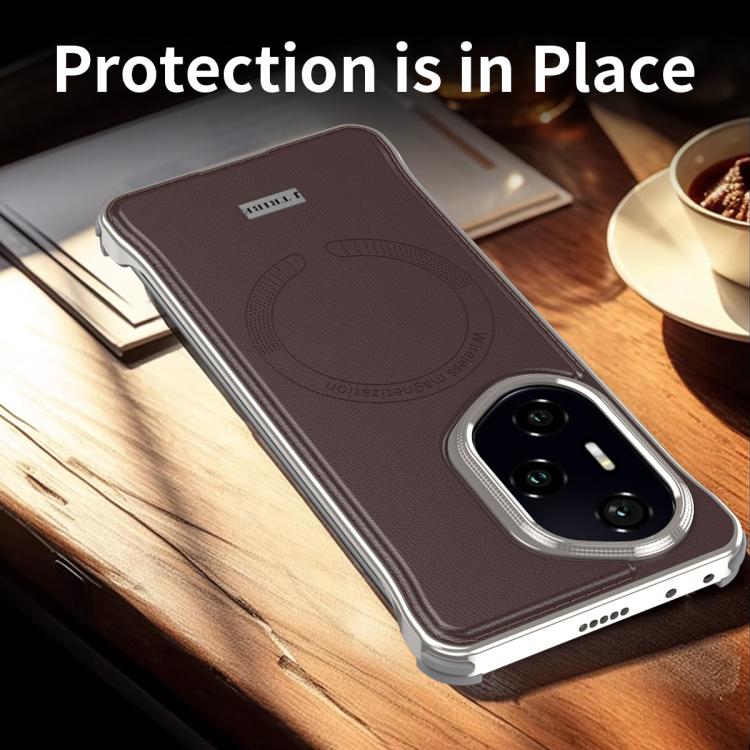 For Honor 300 Pro J TRIBE Metal Frameless Plain Leather MagSafe Phone Case