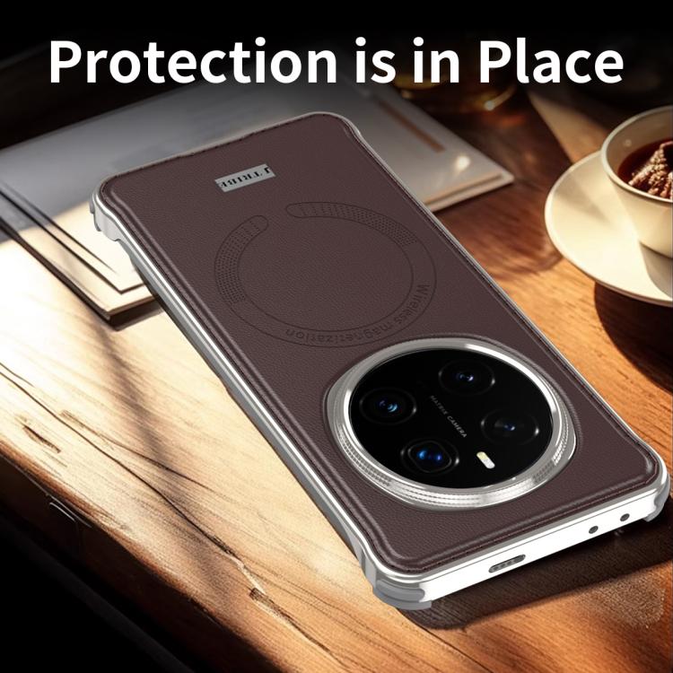 For Honor Magic7 J TRIBE Metal Frameless Plain Leather MagSafe Phone Case