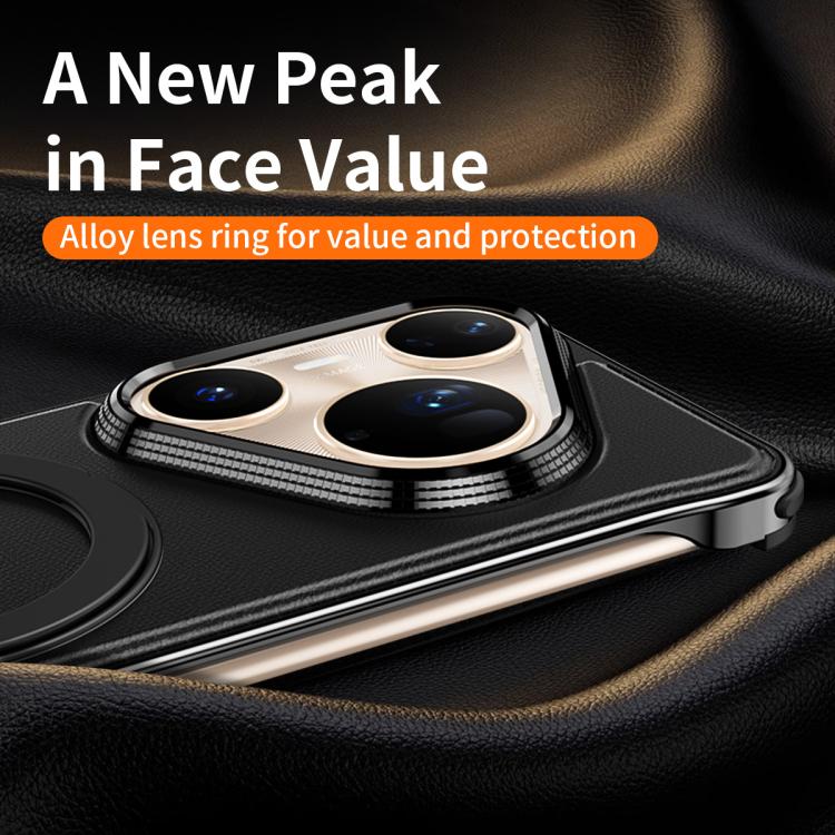 For Huawei Pura 80 Pro 5G Metal Frameless Plain Leather MagSafe Holder Phone Case