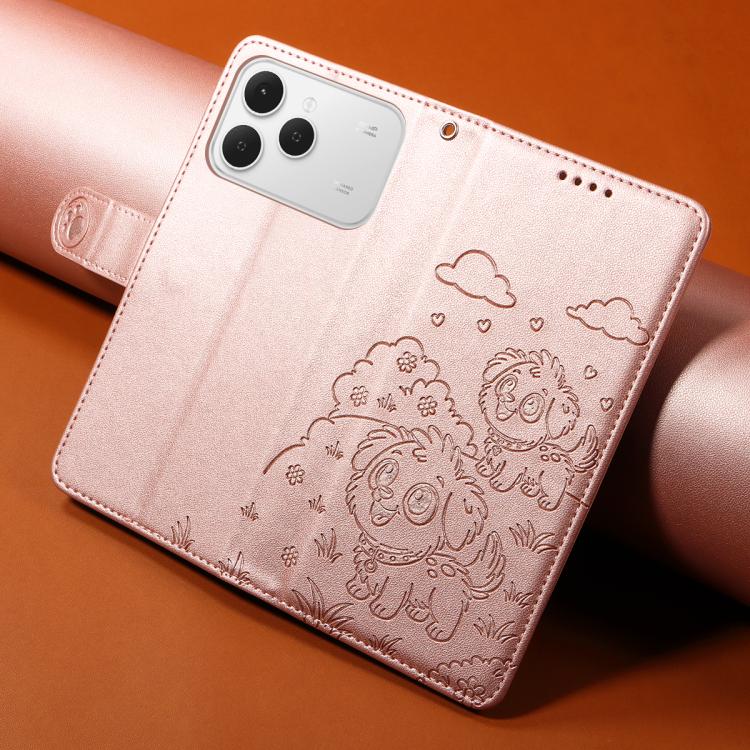 For Tecno Spark 40 4G Embossed Heart Dog RFID Blocking Wallet Leather Phone Case