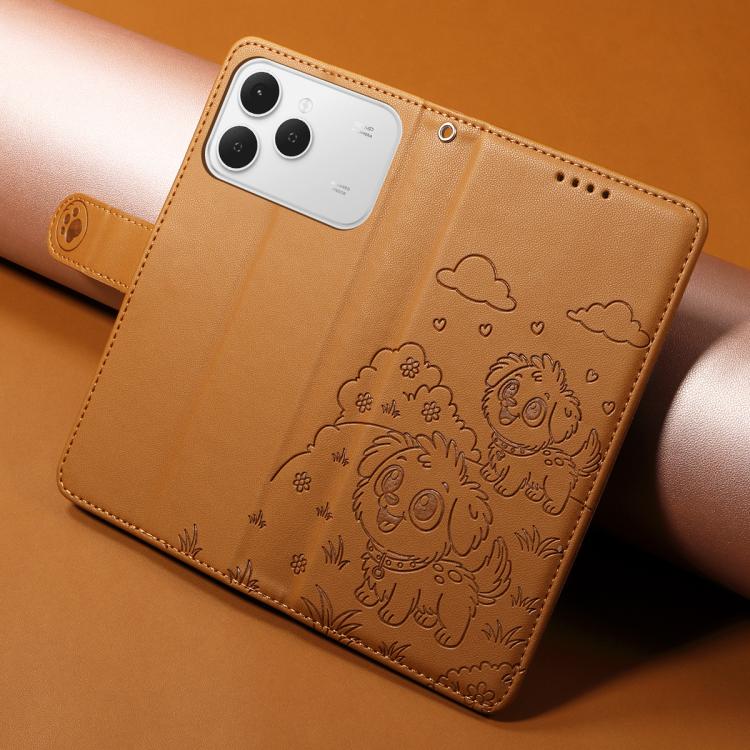 For Tecno Spark 40 4G Embossed Heart Dog RFID Blocking Wallet Leather Phone Case
