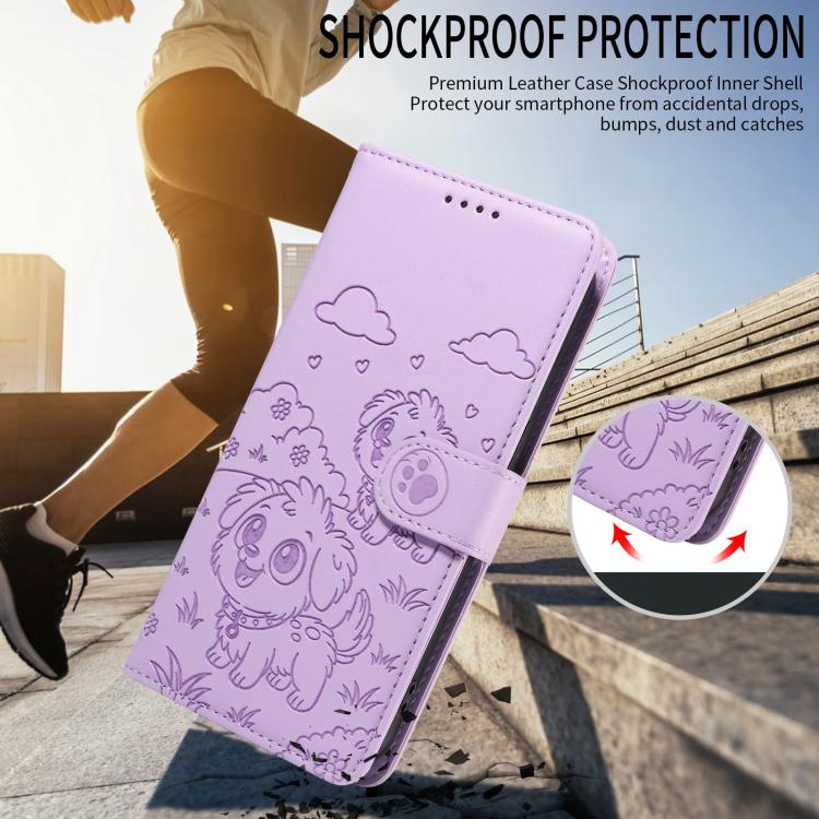 For Tecno Spark 40 Pro 4G Embossed Heart Dog RFID Blocking Wallet Leather Phone Case