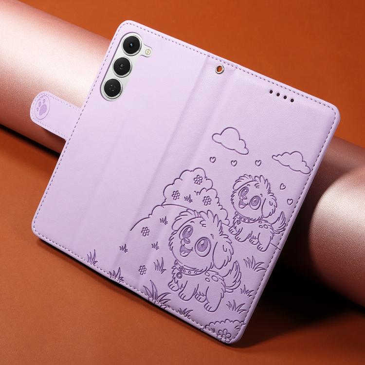 For Tecno Spark 40 Pro 4G Embossed Heart Dog RFID Blocking Wallet Leather Phone Case