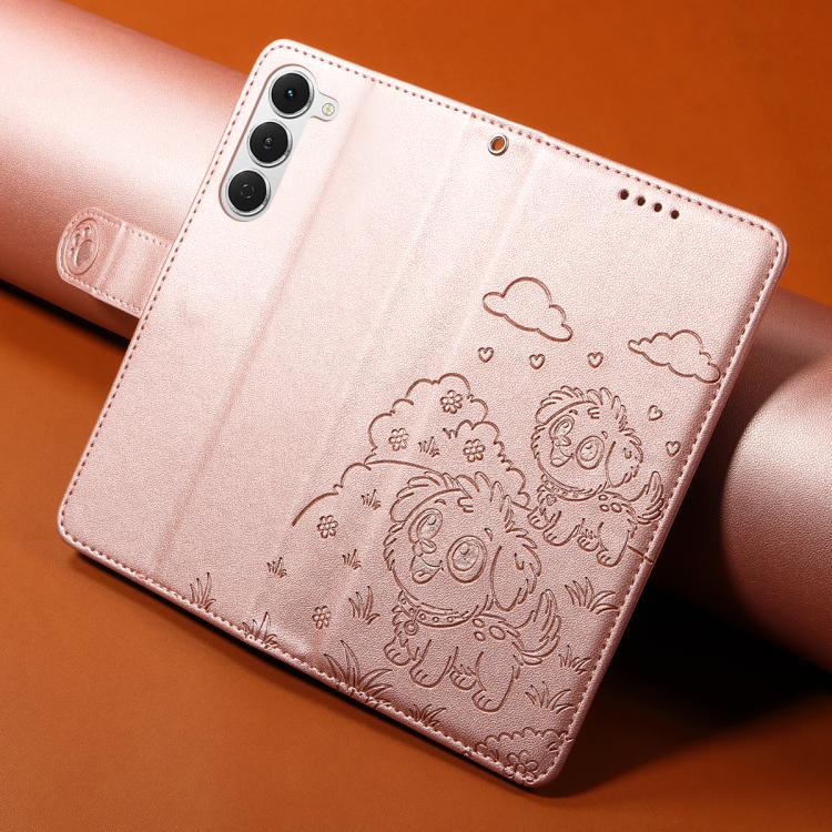 For Tecno Spark 40 Pro 4G Embossed Heart Dog RFID Blocking Wallet Leather Phone Case