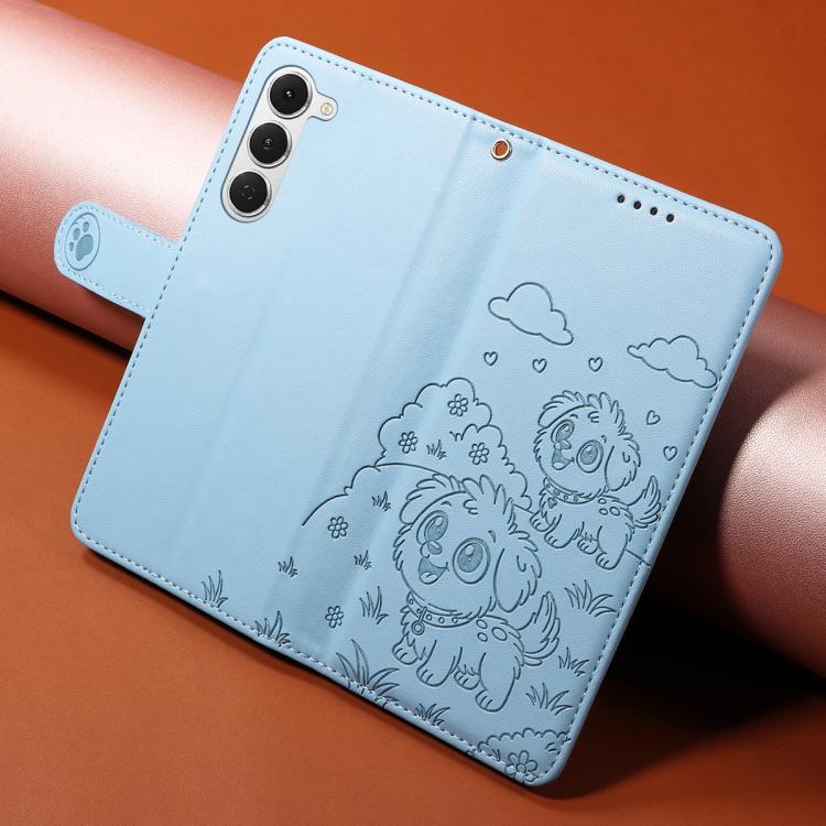For Tecno Spark 40 Pro 4G Embossed Heart Dog RFID Blocking Wallet Leather Phone Case