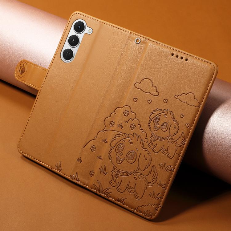 For Tecno Spark 40 Pro 4G Embossed Heart Dog RFID Blocking Wallet Leather Phone Case