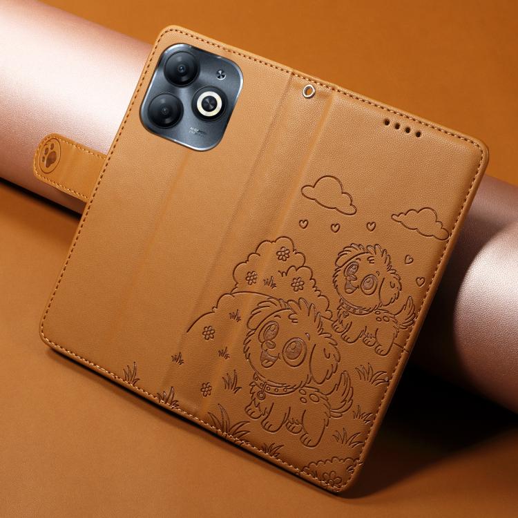 For Tecno Spark Go 2024 / 20 4G / Pop 8 Embossed Heart Dog RFID Blocking Wallet Leather Phone Case