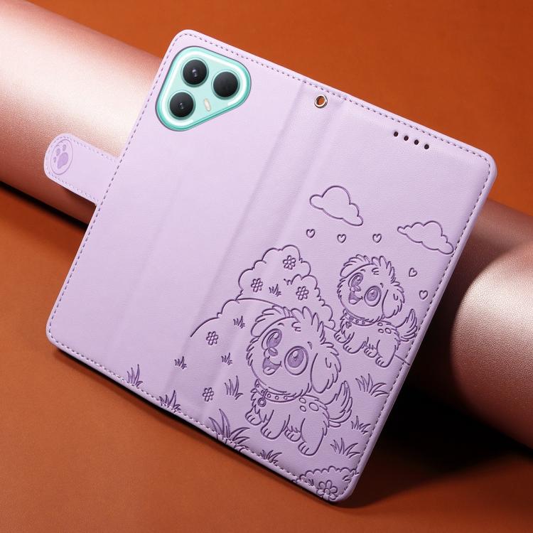 For Tecno Pova 7 Pro 5G Embossed Heart Dog RFID Blocking Wallet Leather Phone Case