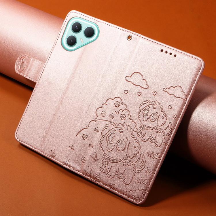 For Tecno Pova 7 Pro 5G Embossed Heart Dog RFID Blocking Wallet Leather Phone Case