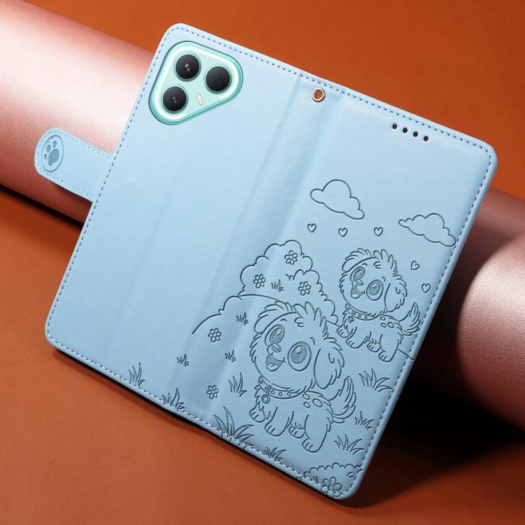 For Tecno Pova 7 Pro 5G Embossed Heart Dog RFID Blocking Wallet Leather Phone Case