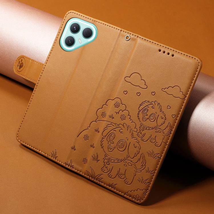 For Tecno Pova 7 Pro 5G Embossed Heart Dog RFID Blocking Wallet Leather Phone Case