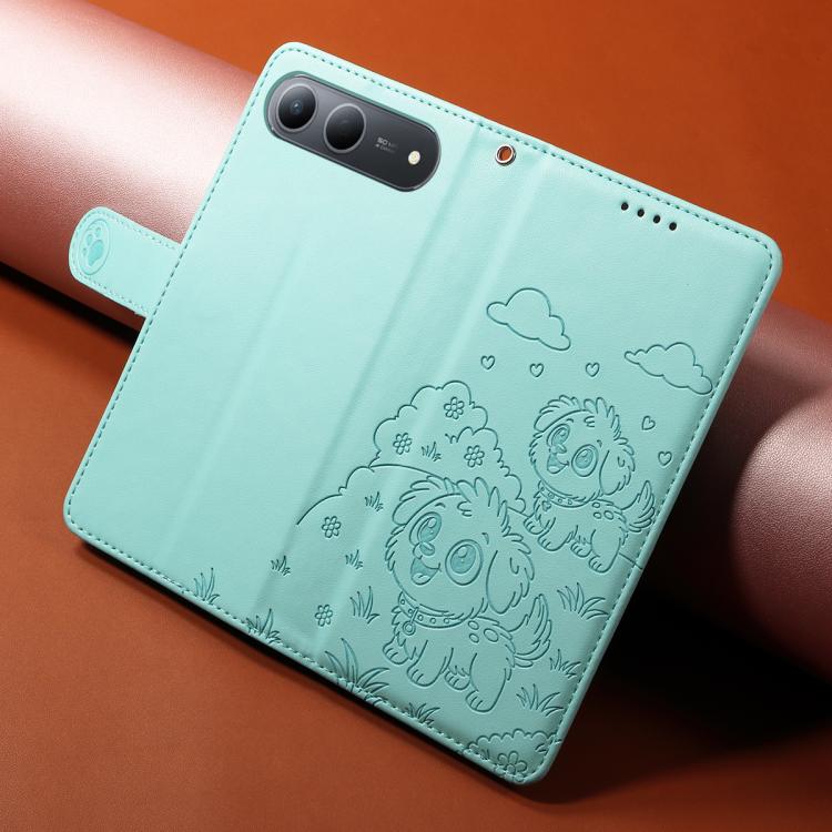 For Tecno Spark 40 5G / GO 5G 2025 Embossed Heart Dog RFID Blocking Wallet Leather Phone Case