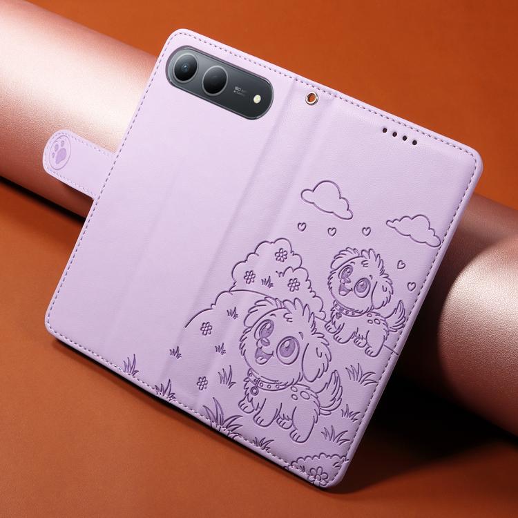 For Tecno Spark 40 5G / GO 5G 2025 Embossed Heart Dog RFID Blocking Wallet Leather Phone Case