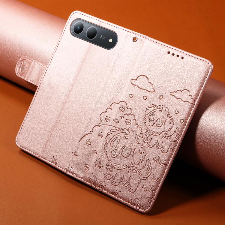 For Tecno Spark 40 5G / GO 5G 2025 Embossed Heart Dog RFID Blocking Wallet Leather Phone Case