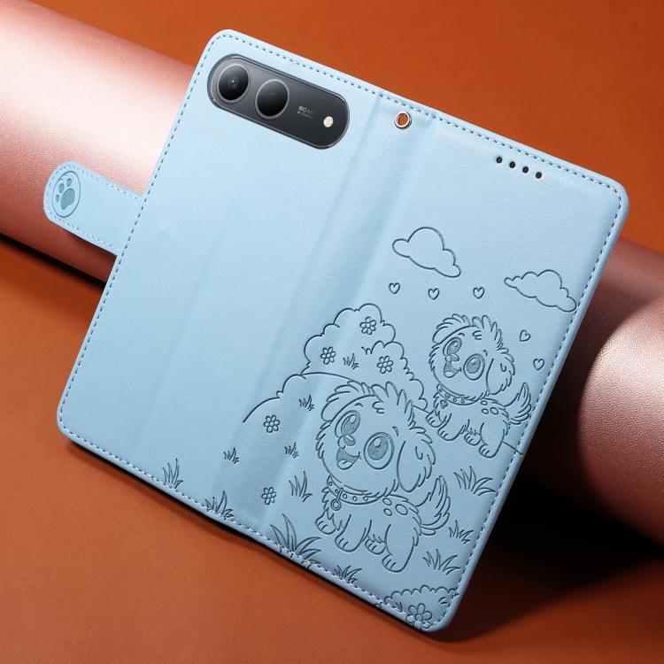 For Tecno Spark 40 5G / GO 5G 2025 Embossed Heart Dog RFID Blocking Wallet Leather Phone Case