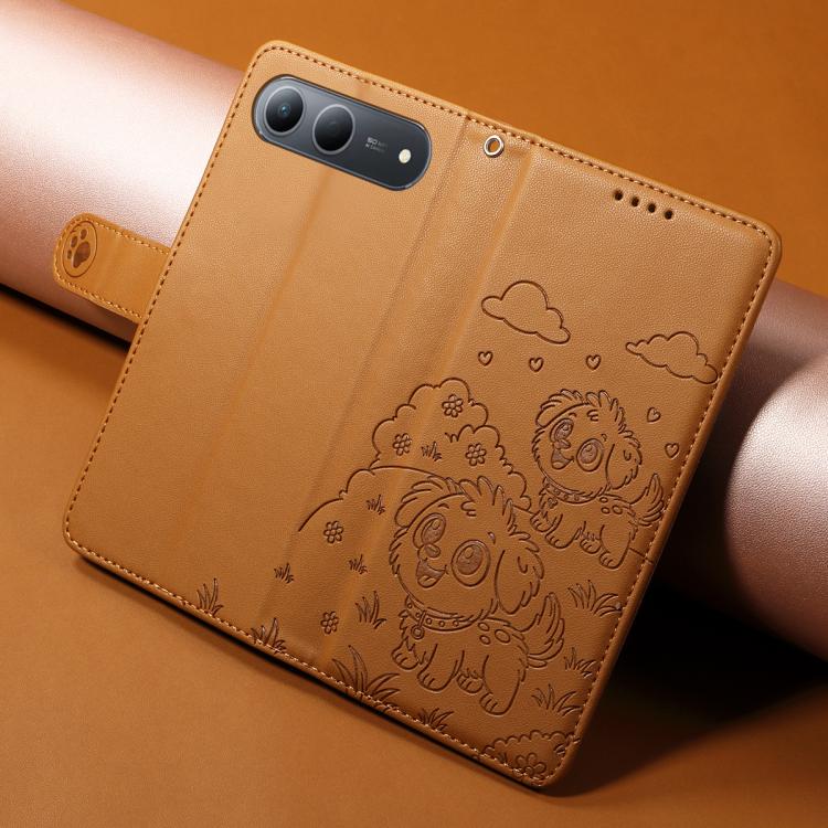 For Tecno Spark 40 5G / GO 5G 2025 Embossed Heart Dog RFID Blocking Wallet Leather Phone Case