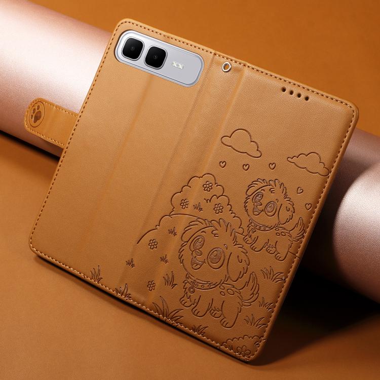 For Infinix Smart 10 Plus 4G x6725B Embossed Heart Dog RFID Blocking Wallet Leather Phone Case