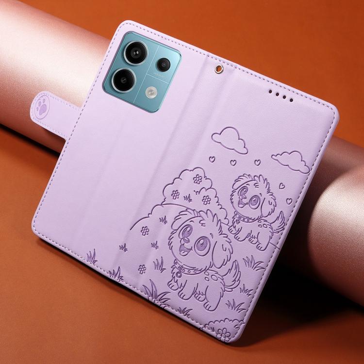 For Redmi Note 13 Pro 5G / Poco X6 5G Embossed Heart Dog RFID Blocking Wallet Leather Phone Case
