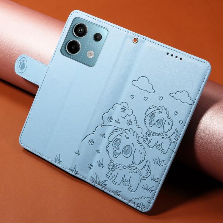 For Redmi Note 13 Pro 5G / Poco X6 5G Embossed Heart Dog RFID Blocking Wallet Leather Phone Case