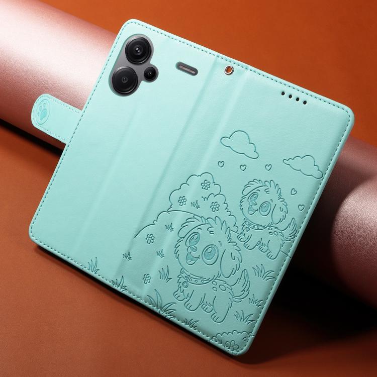 For Redmi Note 13 Pro+ 5G Embossed Heart Dog RFID Blocking Wallet Leather Phone Case
