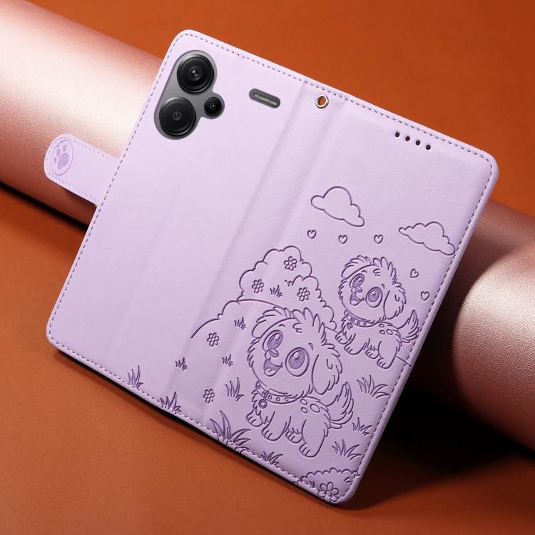 For Redmi Note 13 Pro+ 5G Embossed Heart Dog RFID Blocking Wallet Leather Phone Case