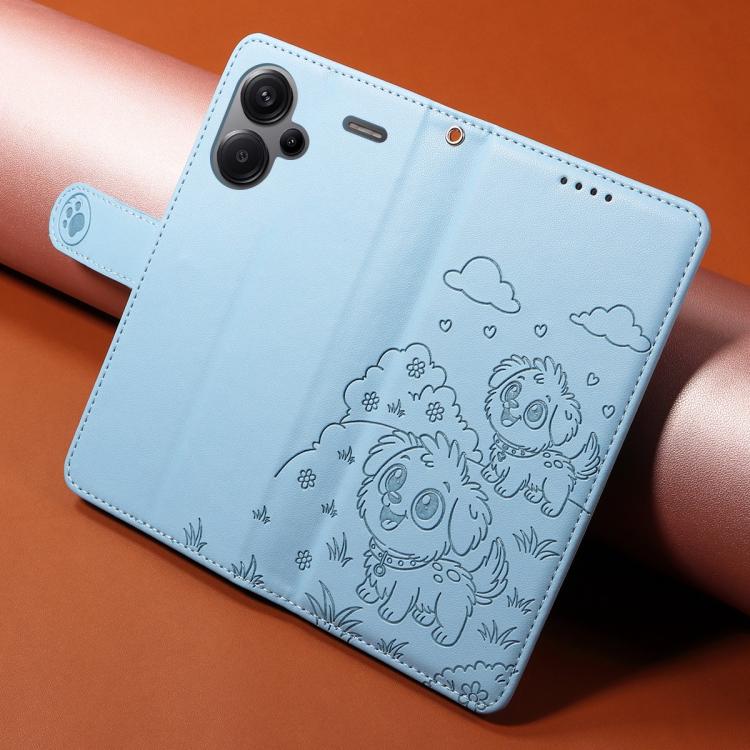 For Redmi Note 13 Pro+ 5G Embossed Heart Dog RFID Blocking Wallet Leather Phone Case