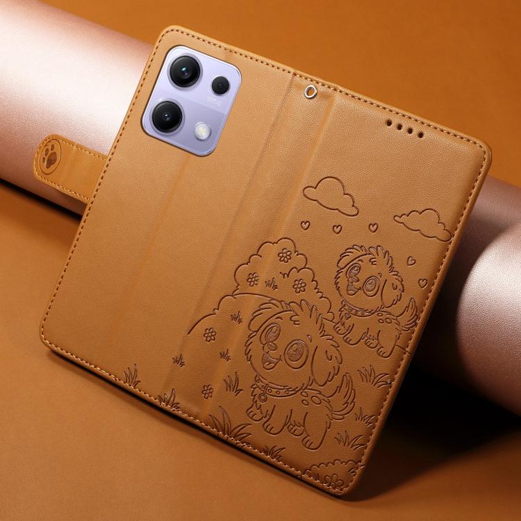 For Redmi Note 14S / 13 Pro 4G Global Embossed Heart Dog RFID Blocking Wallet Leather Phone Case