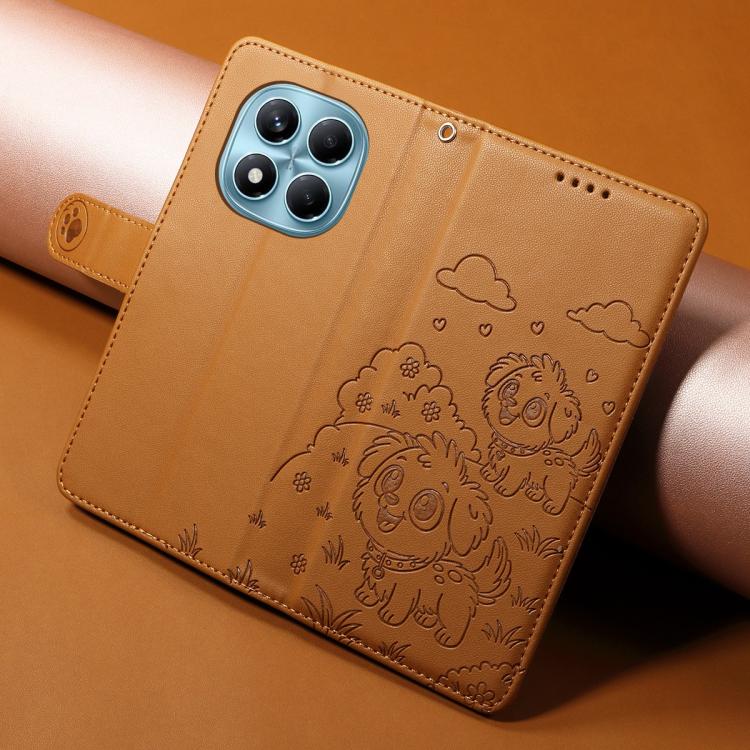 For Redmi Note 14 Pro+ 5G / 14 Pro 4G Embossed Heart Dog RFID Blocking Wallet Leather Phone Case