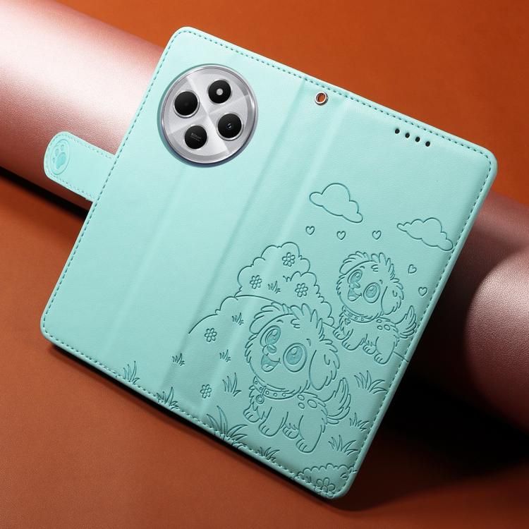 For Redmi 14C 4G / 5G / 14R / A4 Embossed Heart Dog RFID Blocking Wallet Leather Phone Case
