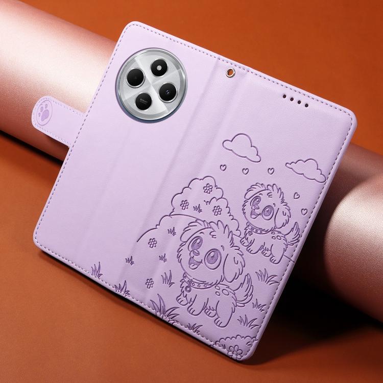 For Redmi 14C 4G / 5G / 14R / A4 Embossed Heart Dog RFID Blocking Wallet Leather Phone Case