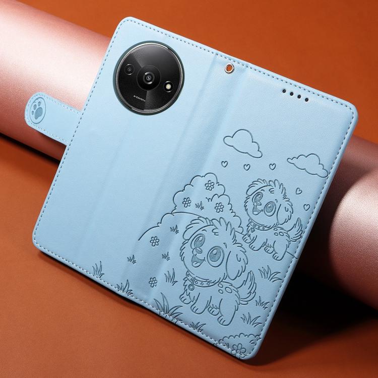 For Redmi A3 4G / A3X / Poco C61 Embossed Heart Dog RFID Blocking Wallet Leather Phone Case
