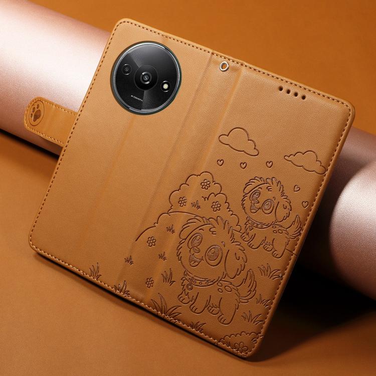 For Redmi A3 4G / A3X / Poco C61 Embossed Heart Dog RFID Blocking Wallet Leather Phone Case