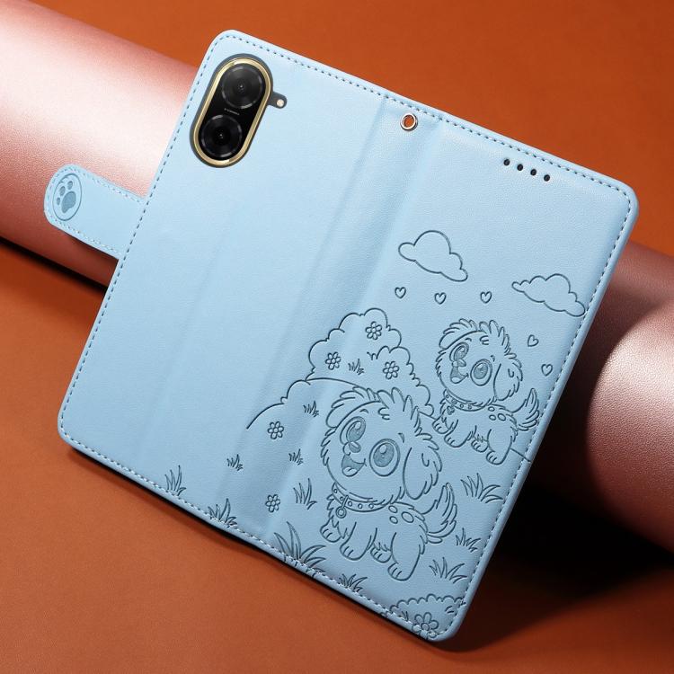 For Redmi A5 4G 173.3mm Embossed Heart Dog RFID Blocking Wallet Leather Phone Case