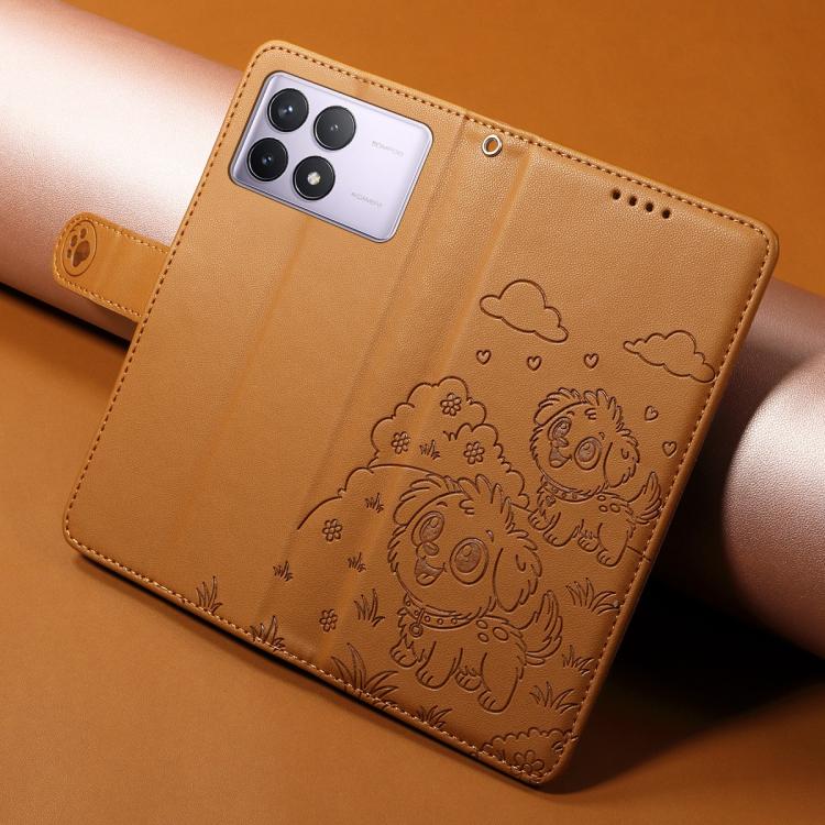 For Redmi K70 / K70 Pro / Poco F6 Pro Embossed Heart Dog RFID Blocking Wallet Leather Phone Case